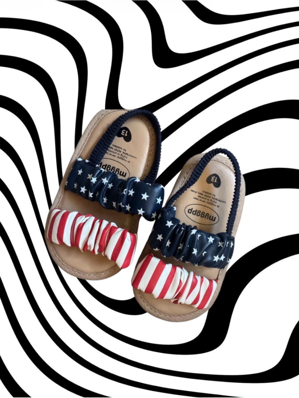 Kids' Navy & Red Star Stripe Sandals